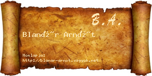 Blanár Arnót névjegykártya